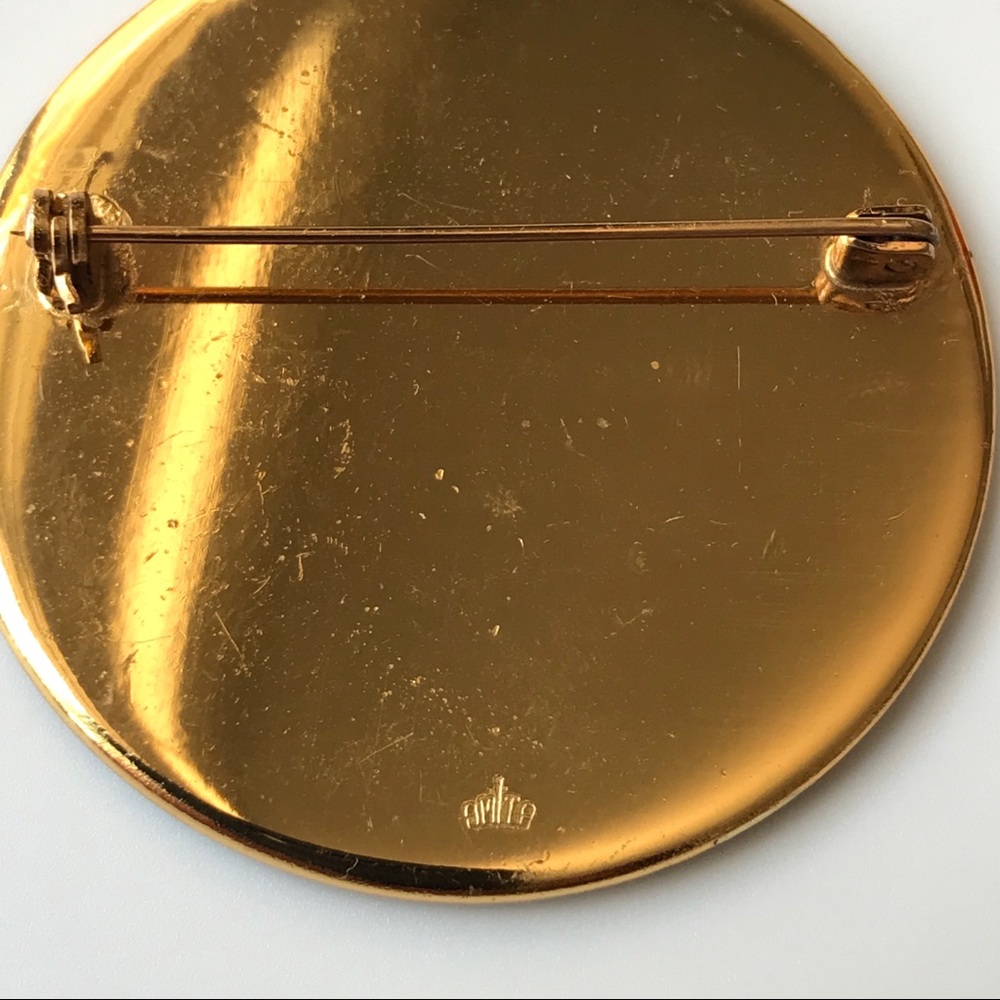 VTG 24k Damascene Black Amita Japan Pin Brooch - Picture 4 of 6